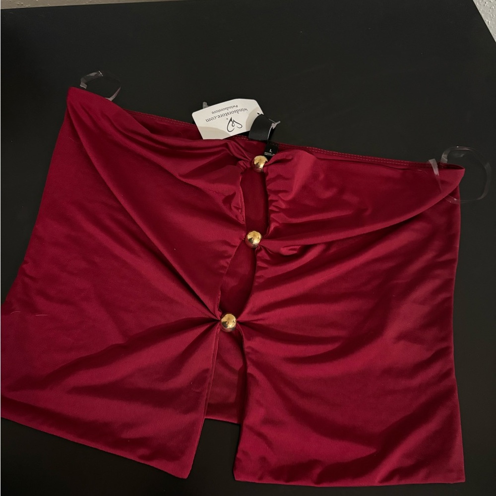 Windsor Red Crop Top with Gold Accents